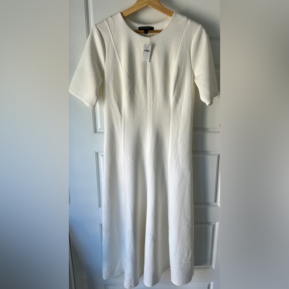 Banana Republic White Seamed Scuba Midi Dress NWT Size Medium - Picture 8 of 10